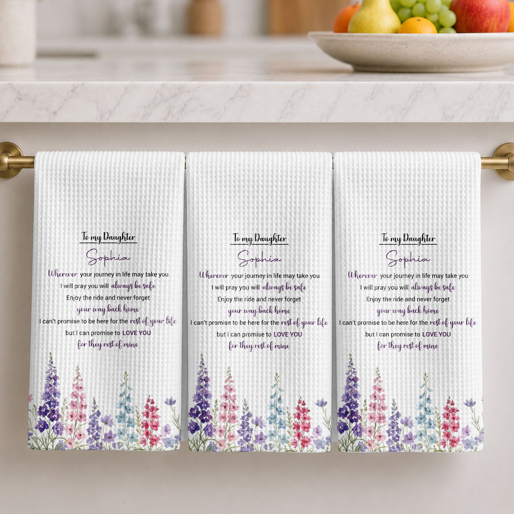 Personalized Kitchen Towel Gift for Daughter - Birth Flower Design Kitchen Towel GradoCreations