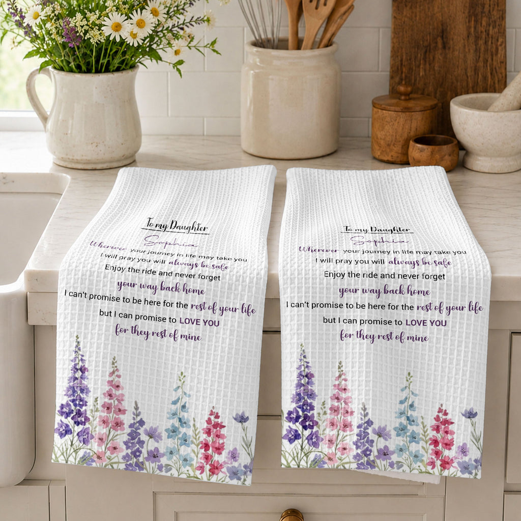 Personalized Kitchen Towel Gift for Daughter - Birth Flower Design Kitchen Towel GradoCreations