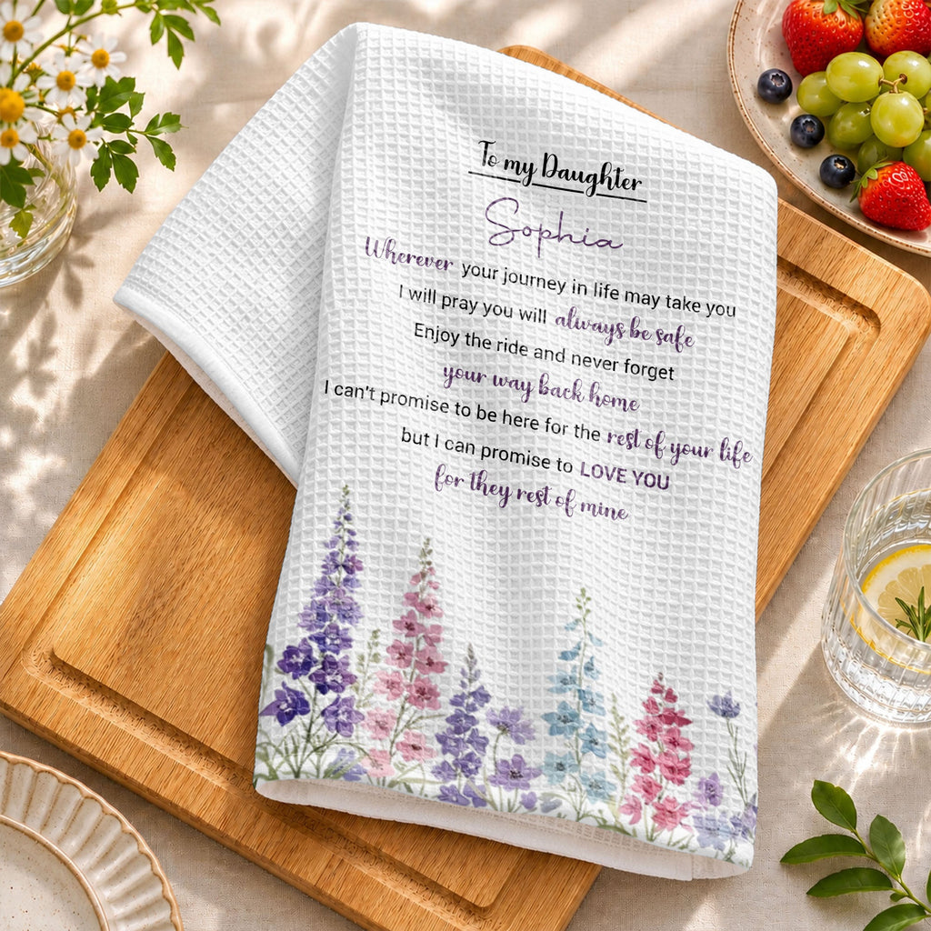 Personalized Kitchen Towel Gift for Daughter - Birth Flower Design Kitchen Towel GradoCreations