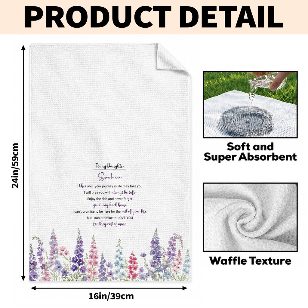 Personalized Kitchen Towel Gift for Daughter - Birth Flower Design Kitchen Towel GradoCreations