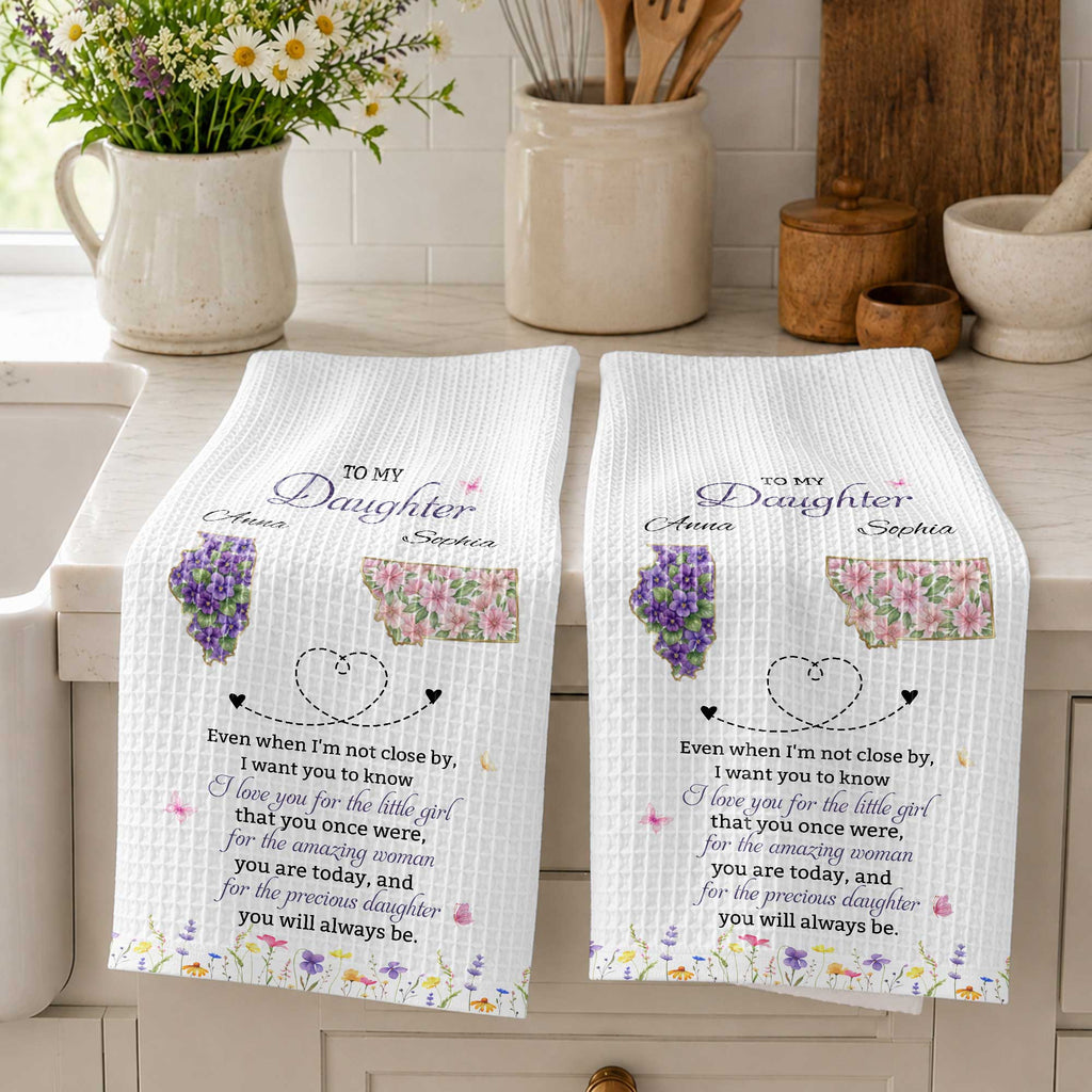 Personalized Kitchen Towel Custom State Map Gift for Daughter Kitchen Towel GradoCreations