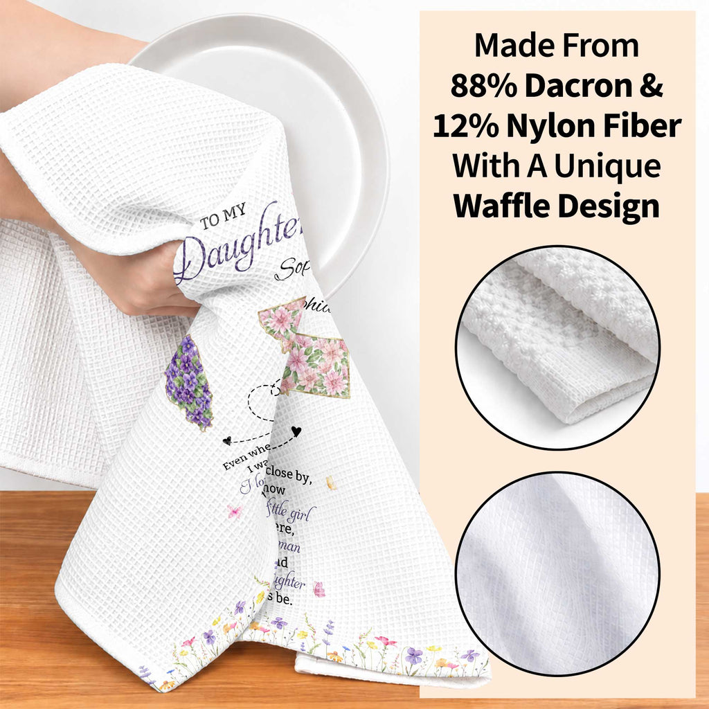 Personalized Kitchen Towel Custom State Map Gift for Daughter Kitchen Towel GradoCreations