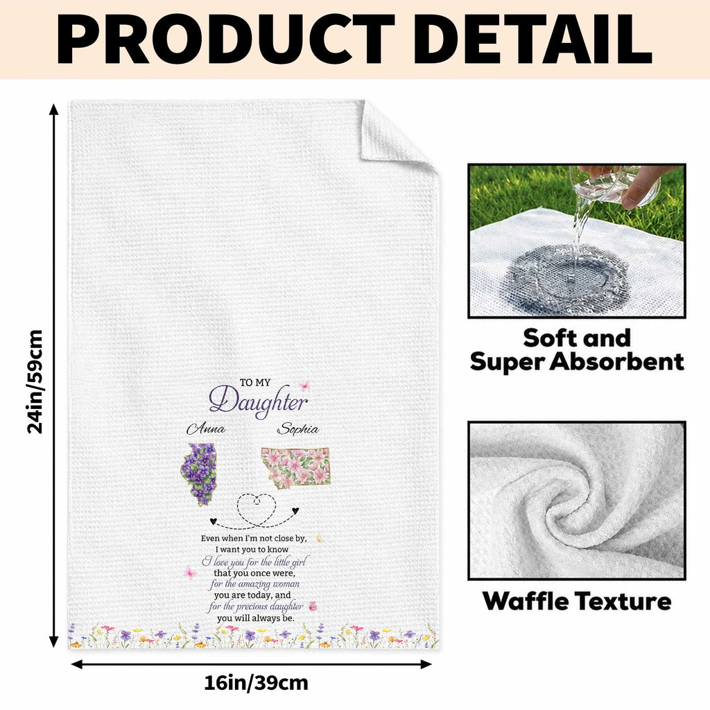 Personalized Kitchen Towel Custom State Map Gift for Daughter Kitchen Towel GradoCreations