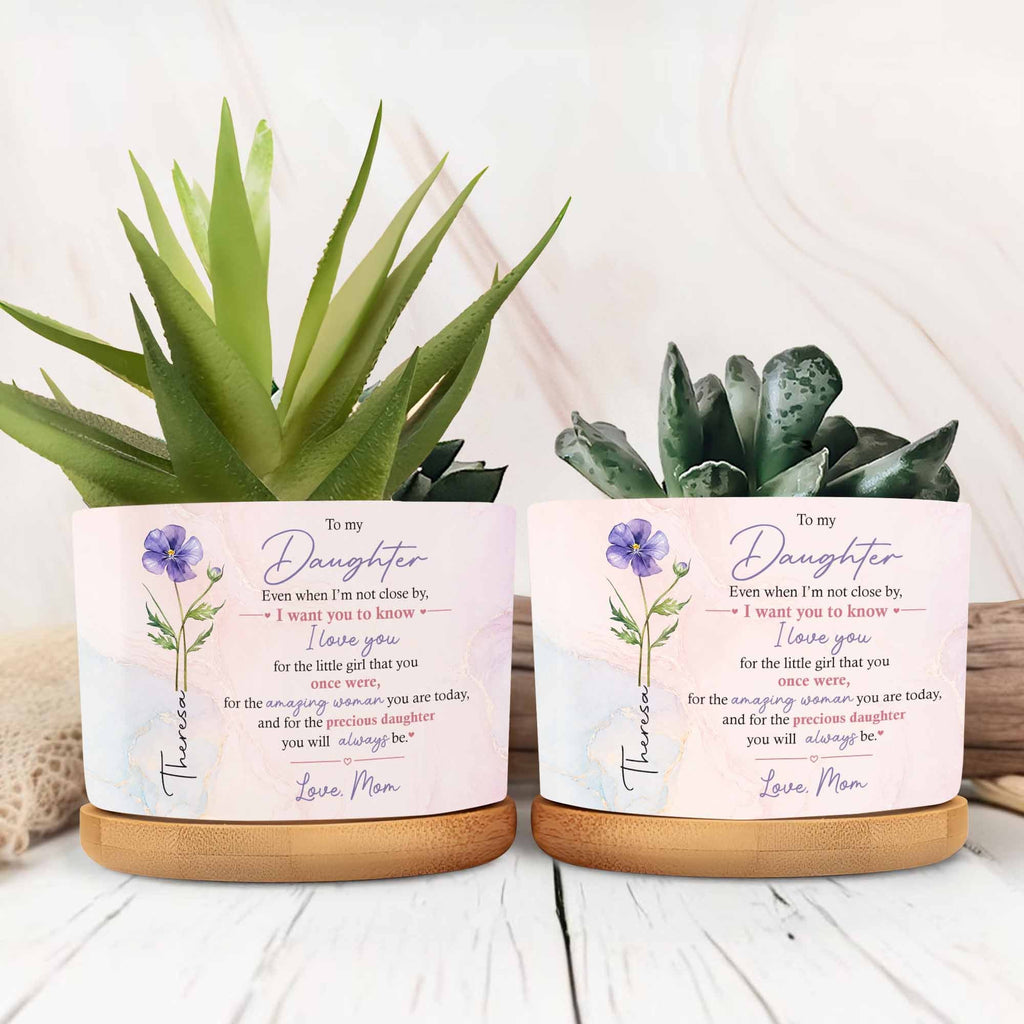 Personalized Ceramic Plant Pot Custom Love Message for Daughter Ceramic Plant Pot GradoCreations