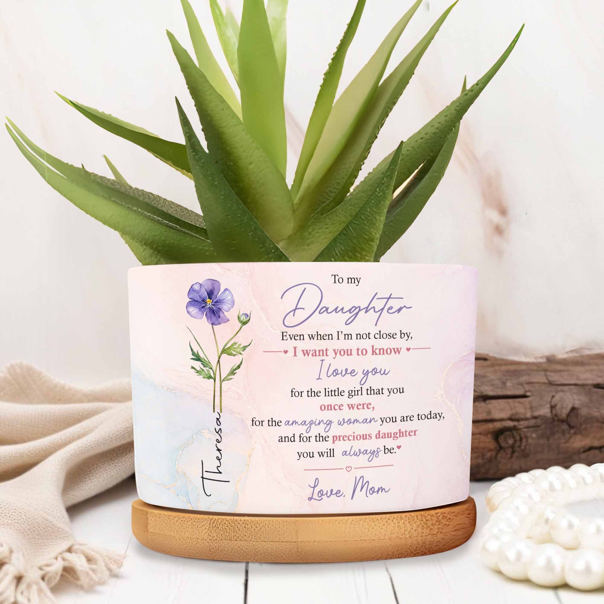 Personalized Ceramic Plant Pot Custom Love Message for Daughter Ceramic Plant Pot GradoCreations