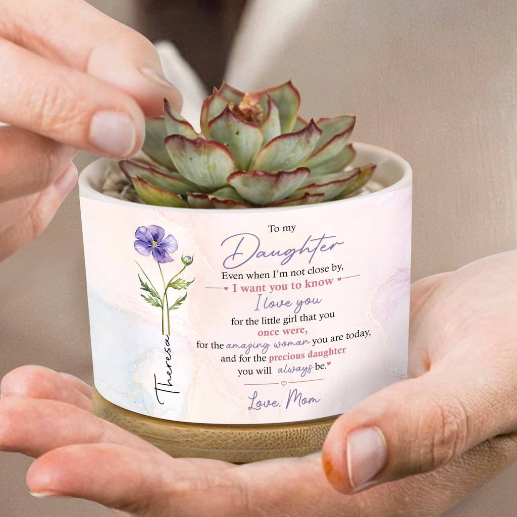 Personalized Ceramic Plant Pot Custom Love Message for Daughter Ceramic Plant Pot GradoCreations