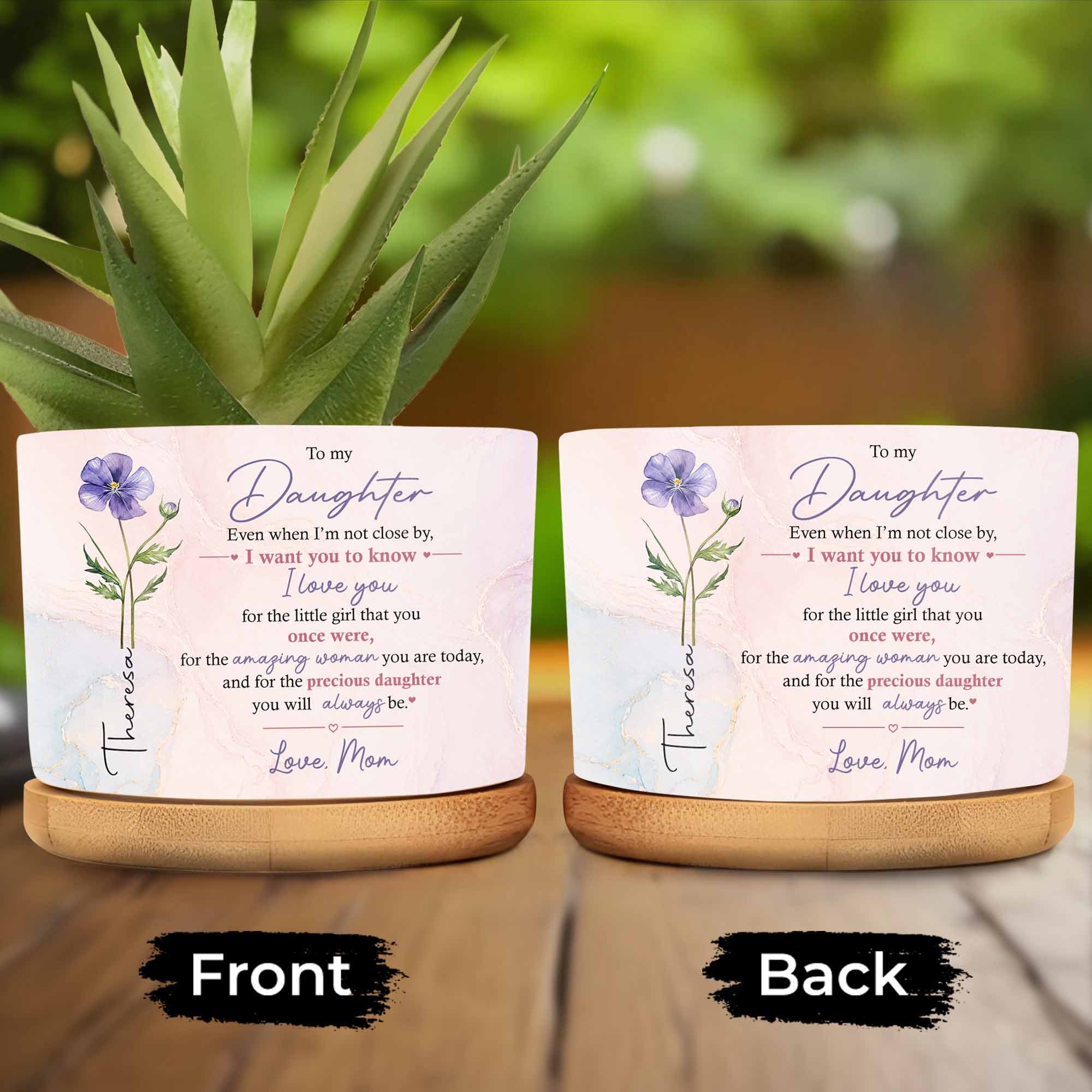 Personalized Ceramic Plant Pot Custom Love Message for Daughter Ceramic Plant Pot GradoCreations
