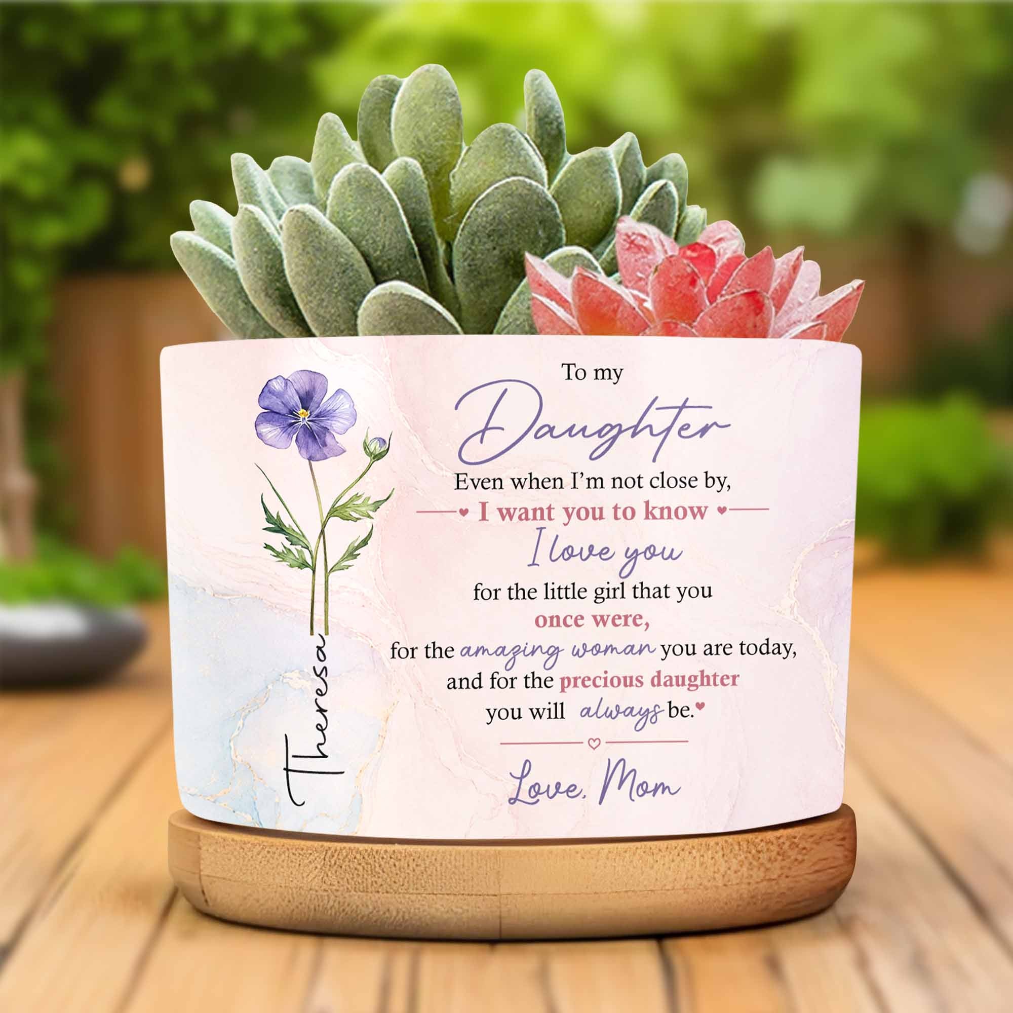 Personalized Ceramic Plant Pot Custom Love Message for Daughter Ceramic Plant Pot GradoCreations