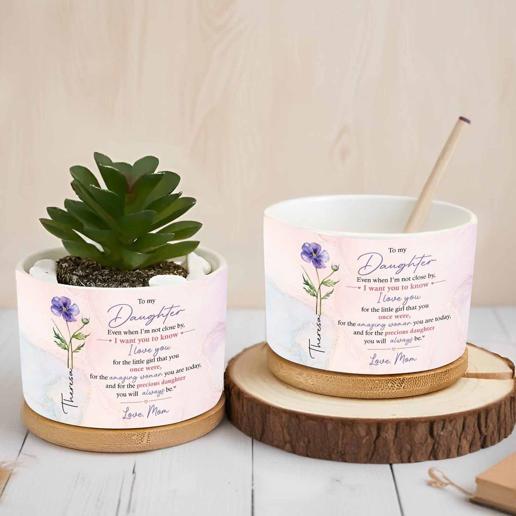 Personalized Ceramic Plant Pot Custom Love Message for Daughter Ceramic Plant Pot GradoCreations
