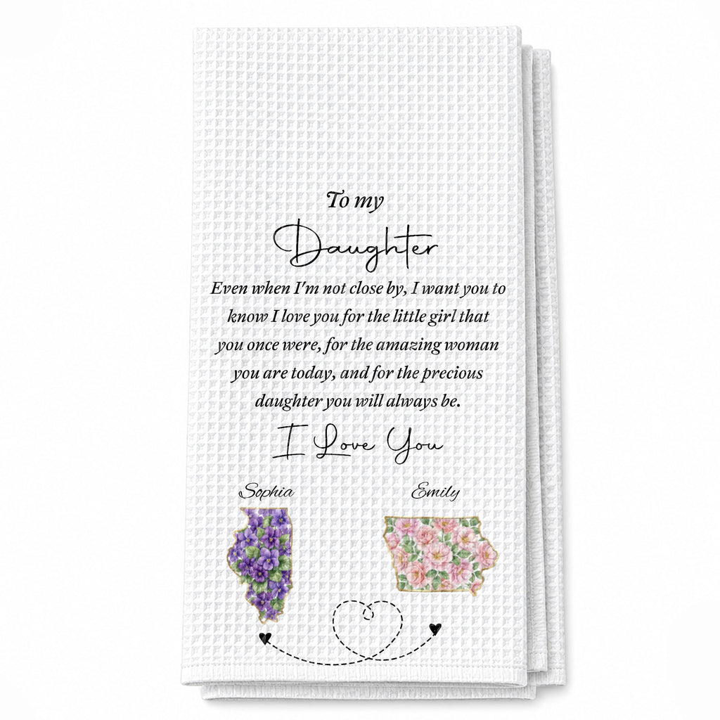 Personalized Kitchen Towel Custom State Art for Daughter Gift Kitchen Towel GradoCreations
