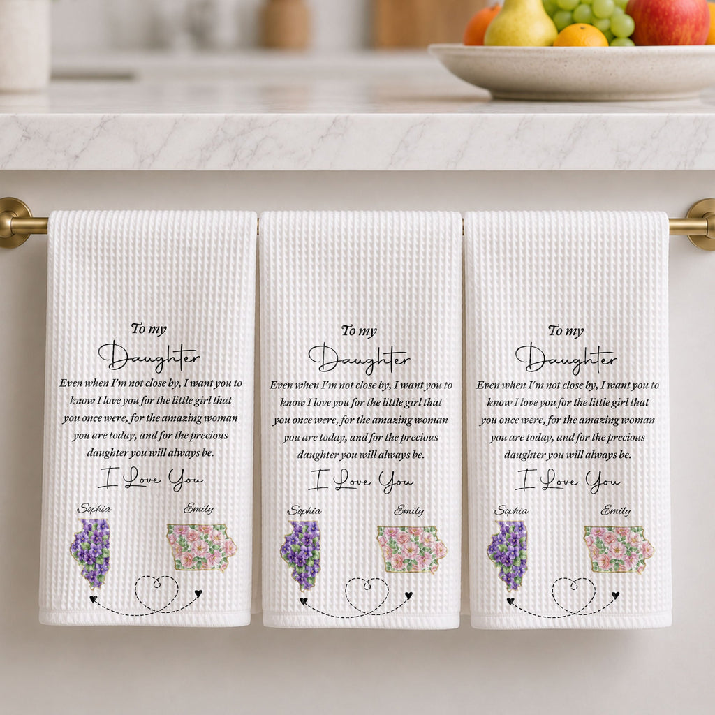 Personalized Kitchen Towel Custom State Art for Daughter Gift Kitchen Towel GradoCreations