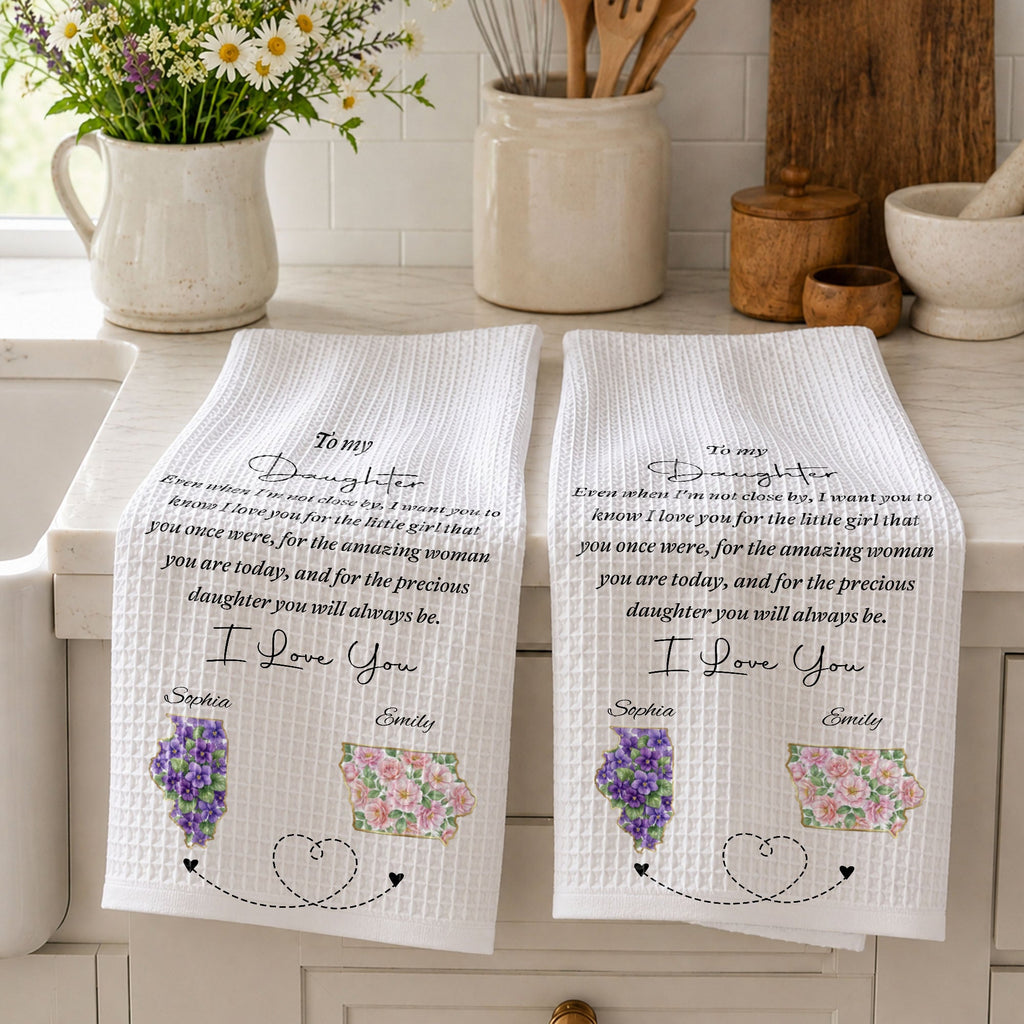 Personalized Kitchen Towel Custom State Art for Daughter Gift Kitchen Towel GradoCreations
