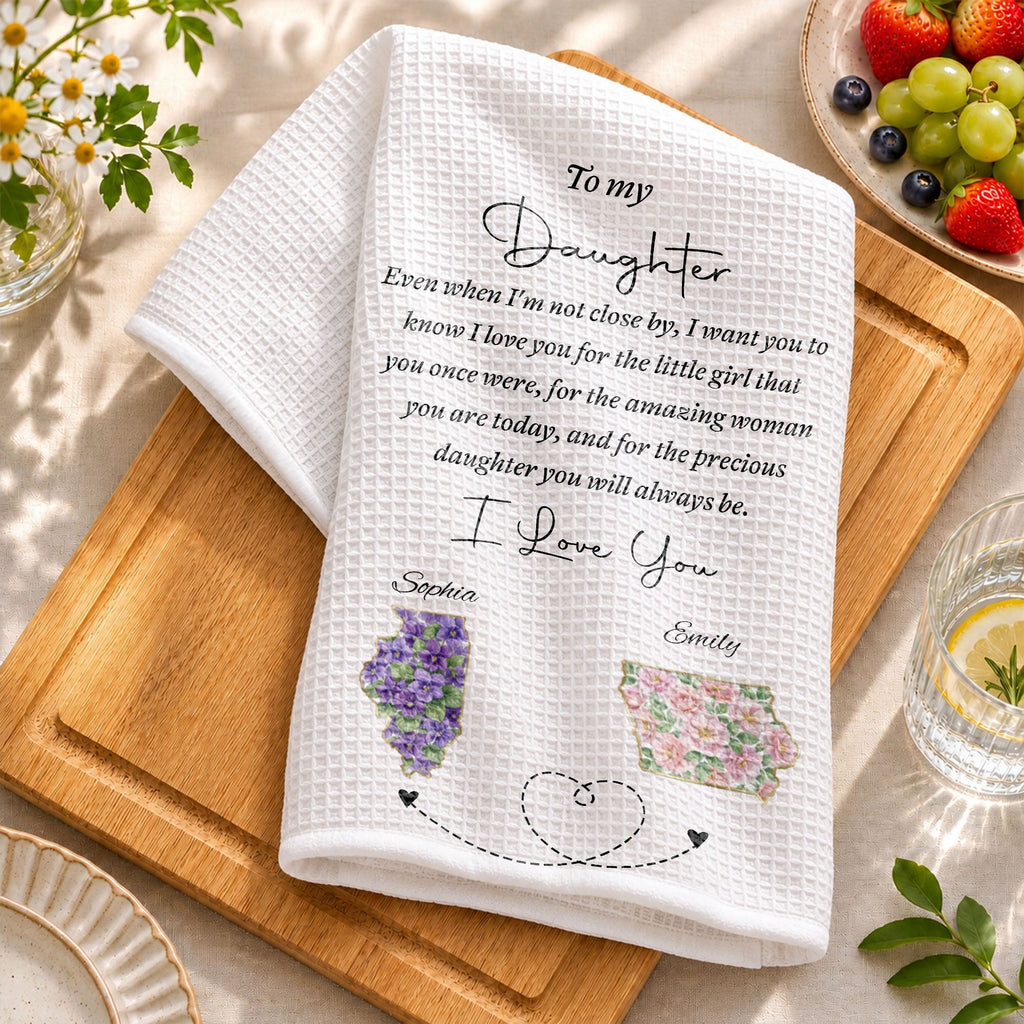 Personalized Kitchen Towel Custom State Art for Daughter Gift Kitchen Towel GradoCreations