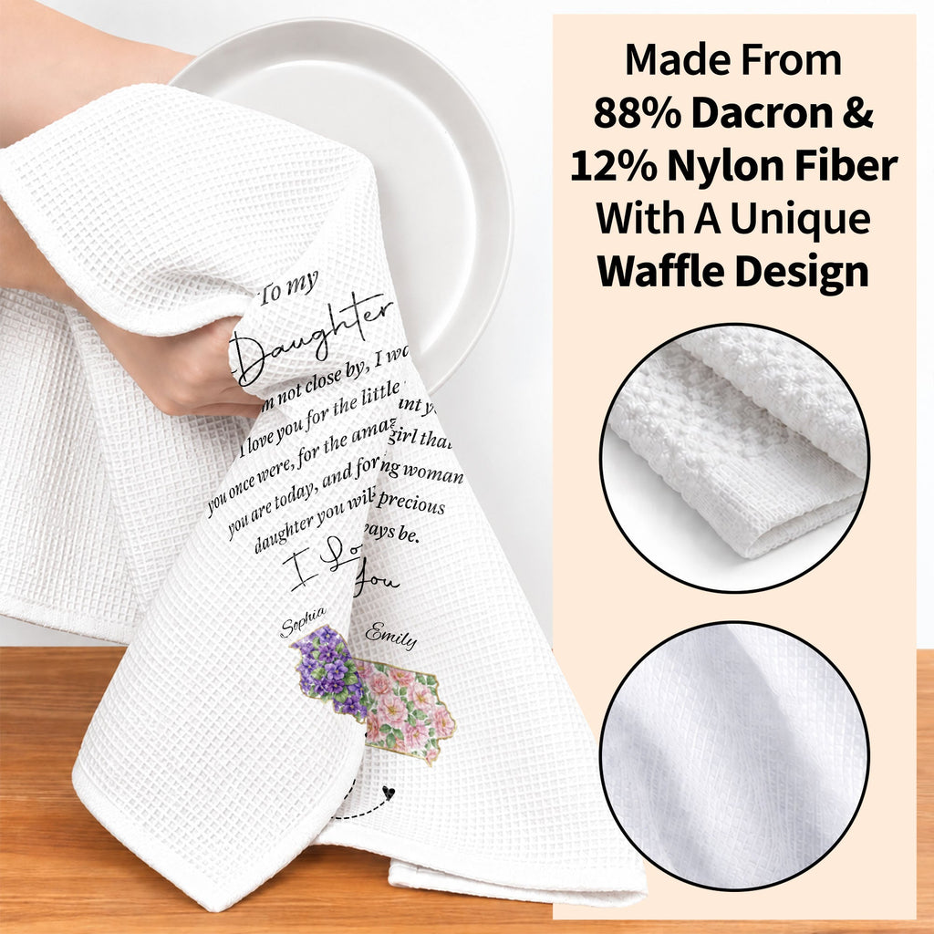 Personalized Kitchen Towel Custom State Art for Daughter Gift Kitchen Towel GradoCreations