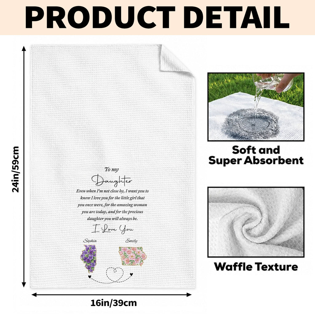 Personalized Kitchen Towel Custom State Art for Daughter Gift Kitchen Towel GradoCreations