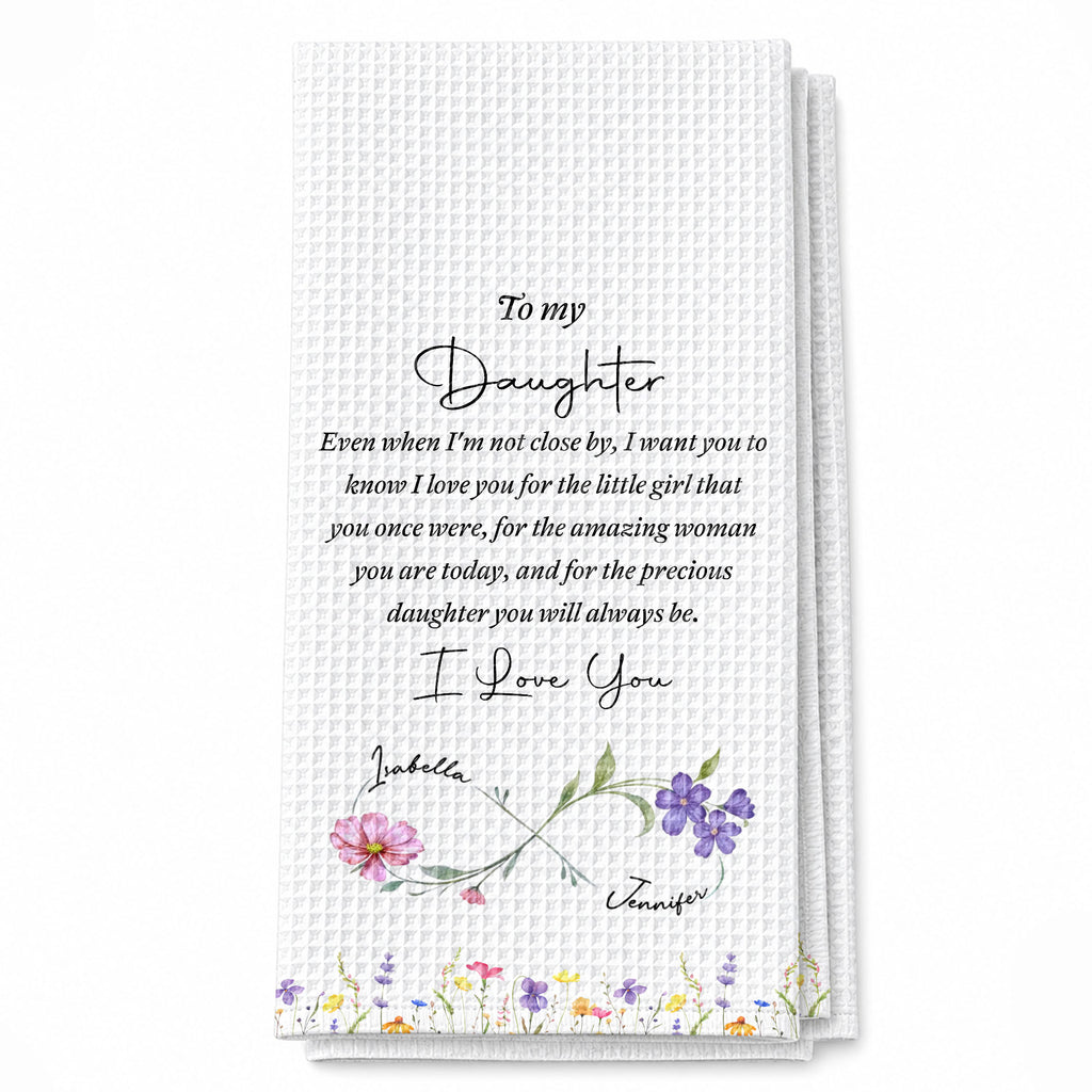 Personalized Kitchen Towel for Daughter with Birth Month Flower Gift Kitchen Towel GradoCreations