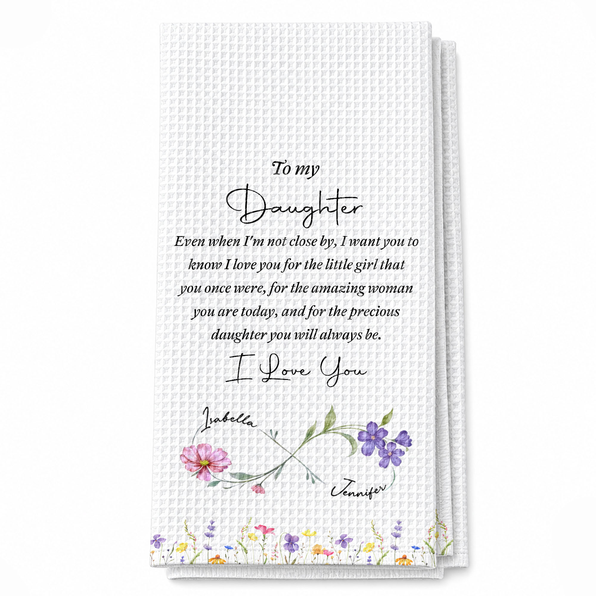 Personalized Kitchen Towel for Daughter with Birth Month Flower Gift Kitchen Towel GradoCreations