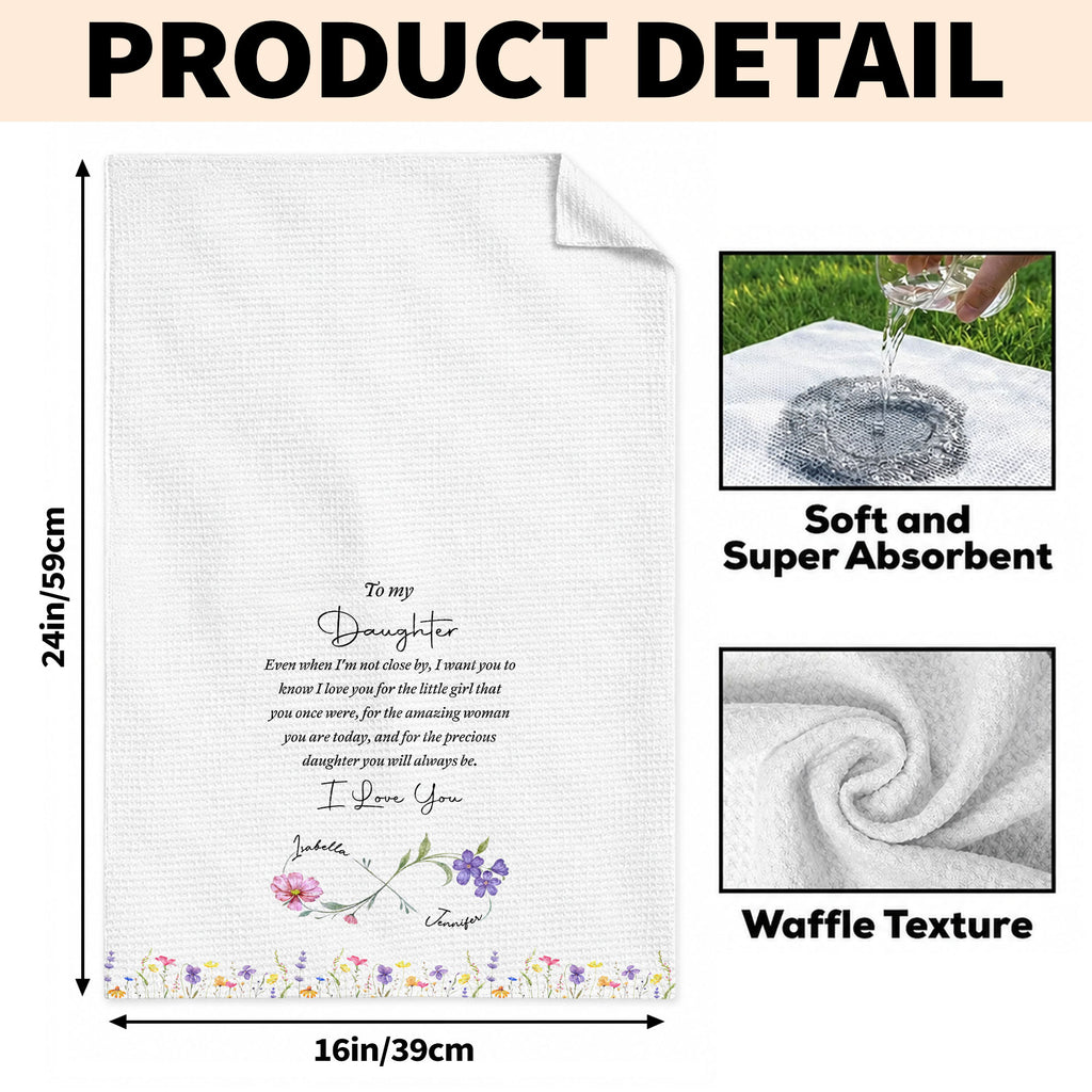 Personalized Kitchen Towel for Daughter with Birth Month Flower Gift Kitchen Towel GradoCreations