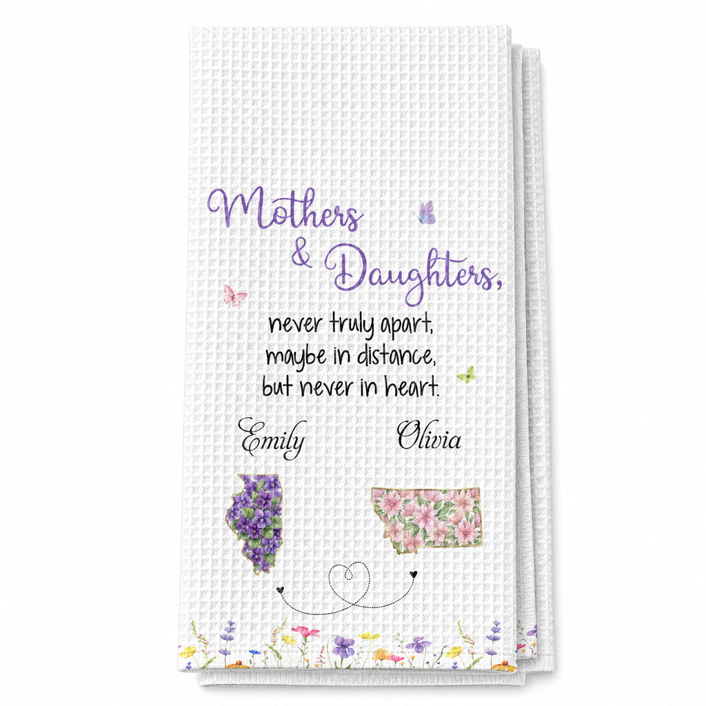 Personalized Kitchen Towel Custom State Flowers Gift for Mom Kitchen Towel GradoCreations