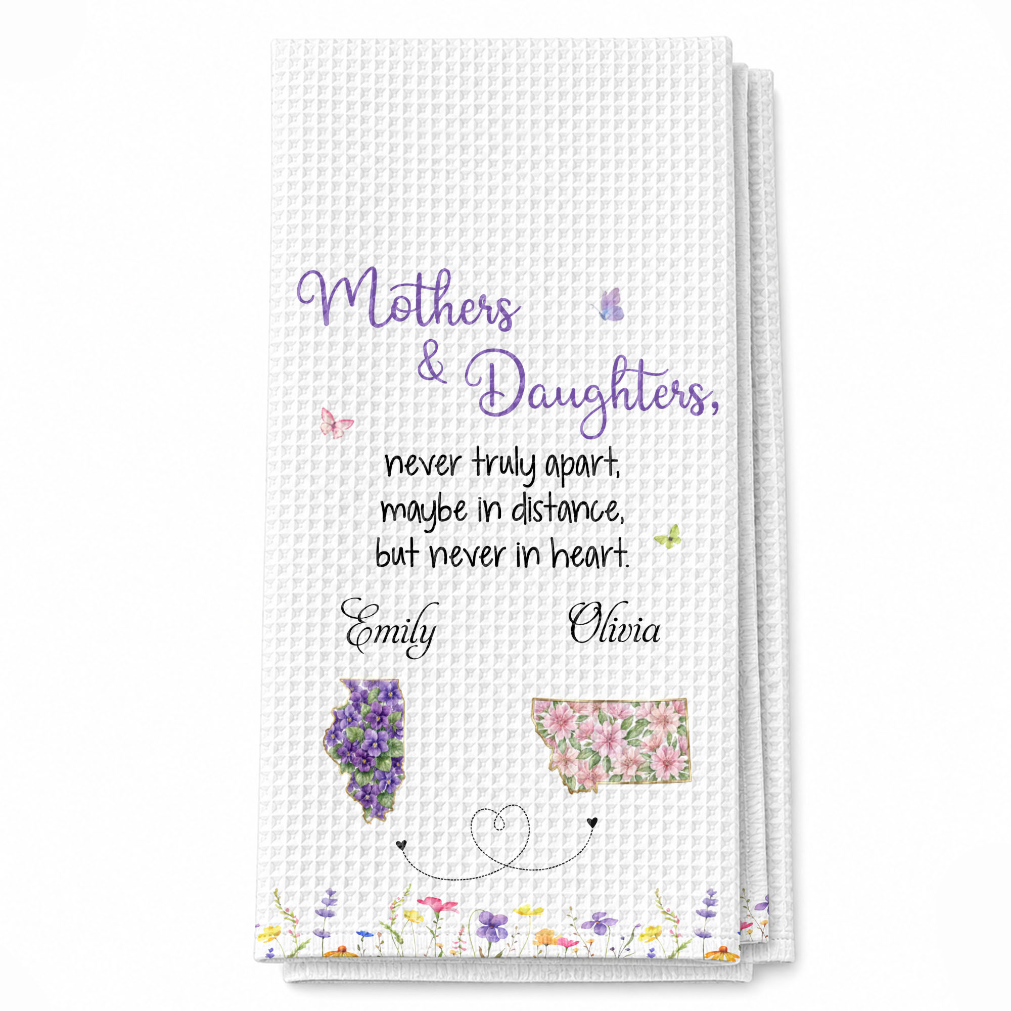 Personalized Kitchen Towel Custom State Flowers Gift for Mom Kitchen Towel GradoCreations