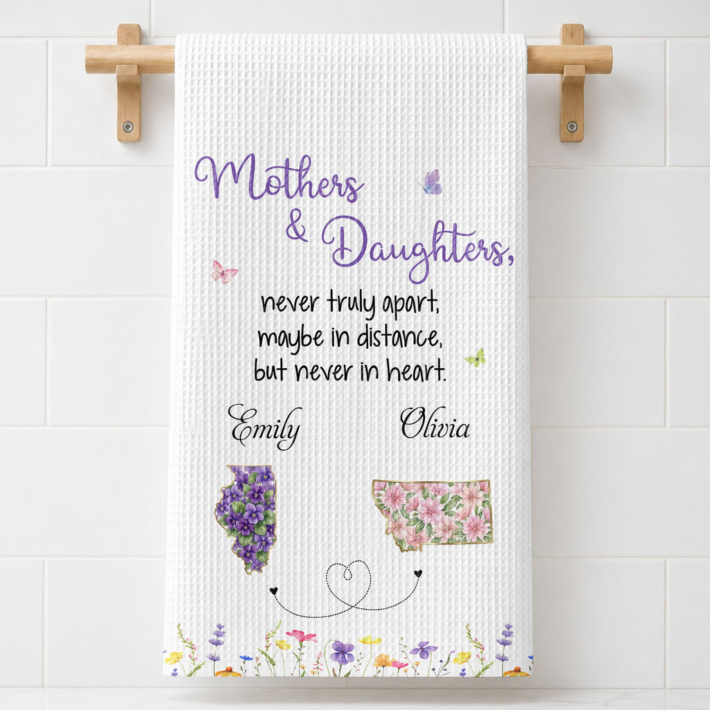 Personalized Kitchen Towel Custom State Flowers Gift for Mom Kitchen Towel GradoCreations