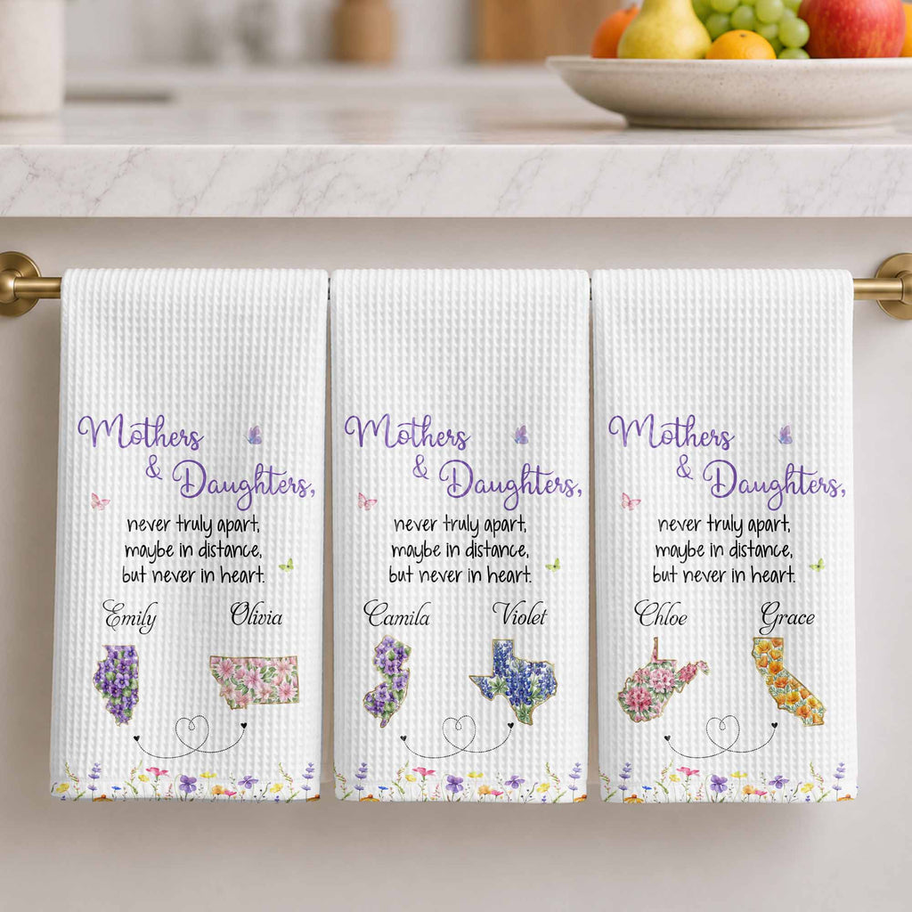 Personalized Kitchen Towel Custom State Flowers Gift for Mom Kitchen Towel GradoCreations