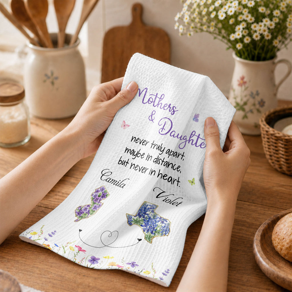Personalized Kitchen Towel Custom State Flowers Gift for Mom Kitchen Towel GradoCreations