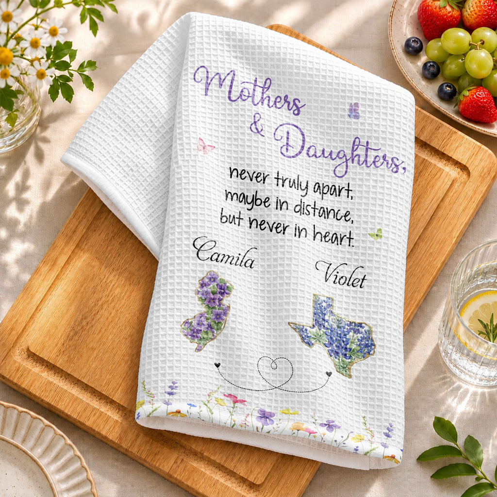 Personalized Kitchen Towel Custom State Flowers Gift for Mom Kitchen Towel GradoCreations