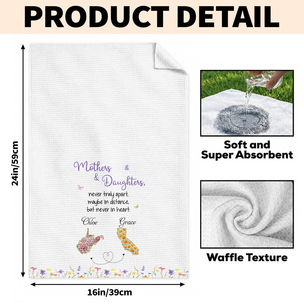 Personalized Kitchen Towel Custom State Flowers Gift for Mom Kitchen Towel GradoCreations