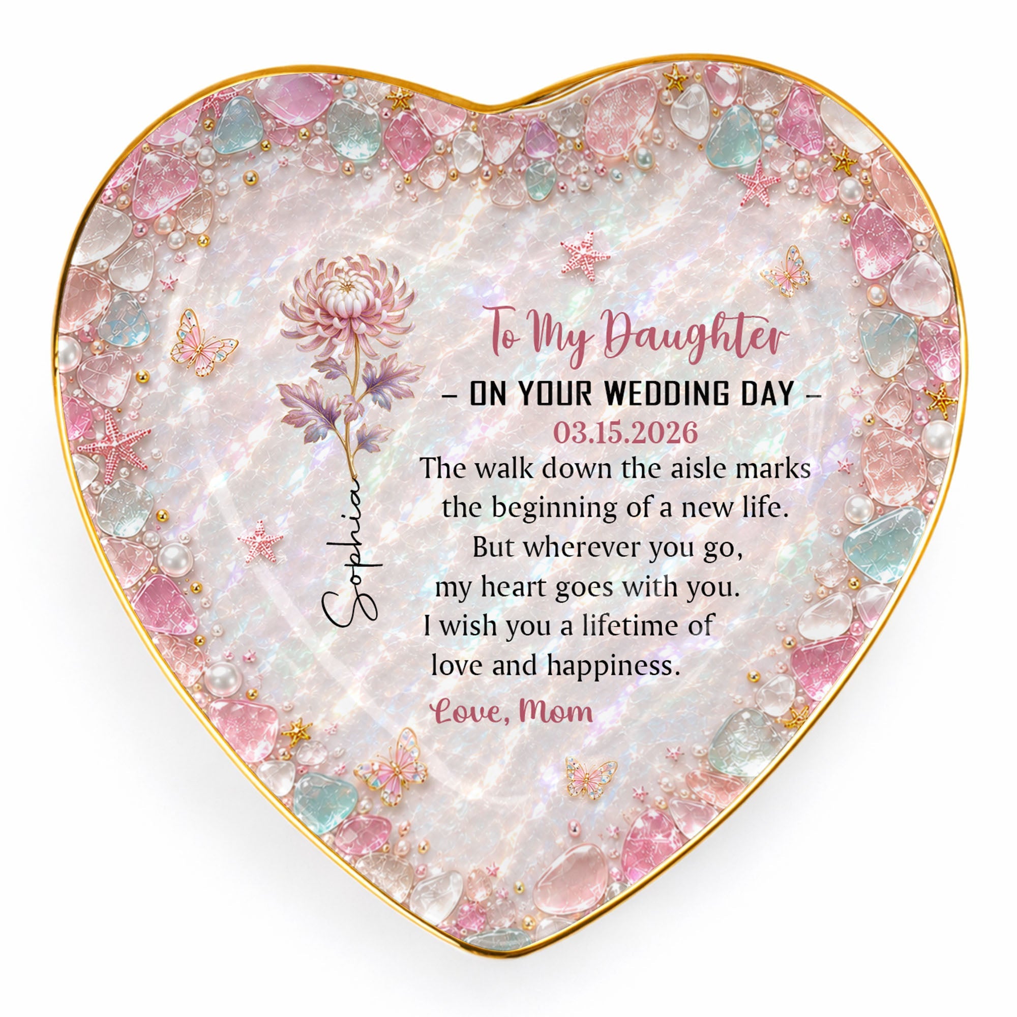 Personalized Heart Jewelry Dish Custom Name Gift for Daughter Wedding Day Heart Jewelry Dish GradoCreations