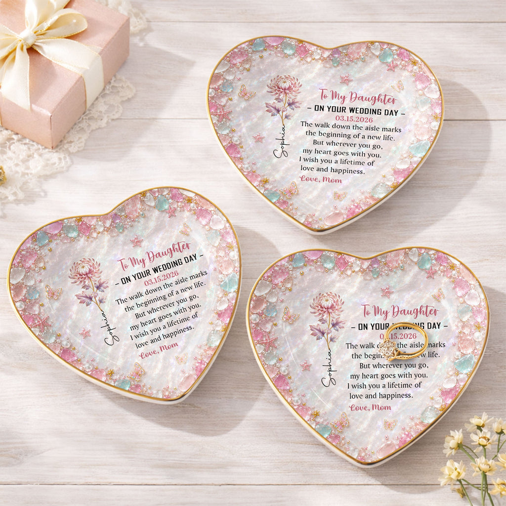 Personalized Heart Jewelry Dish Custom Name Gift for Daughter Wedding Day Heart Jewelry Dish GradoCreations
