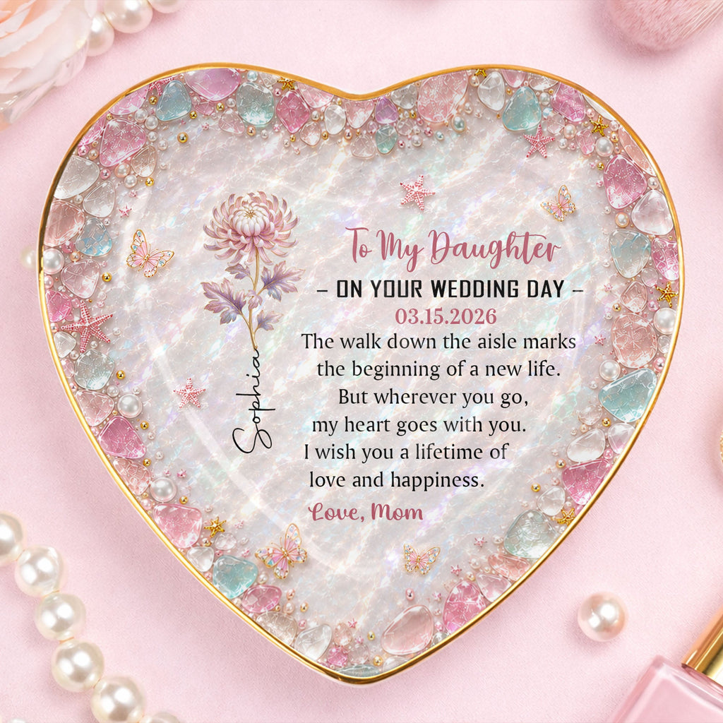 Personalized Heart Jewelry Dish Custom Name Gift for Daughter Wedding Day Heart Jewelry Dish GradoCreations