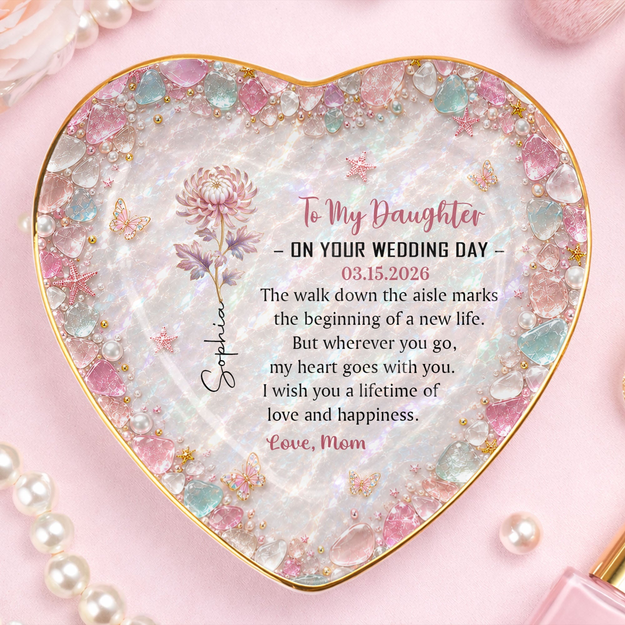 Personalized Heart Jewelry Dish Custom Name Gift for Daughter Wedding Day Heart Jewelry Dish GradoCreations