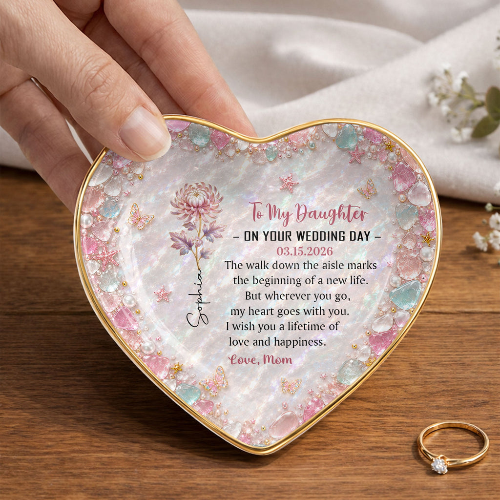 Personalized Heart Jewelry Dish Custom Name Gift for Daughter Wedding Day Heart Jewelry Dish GradoCreations