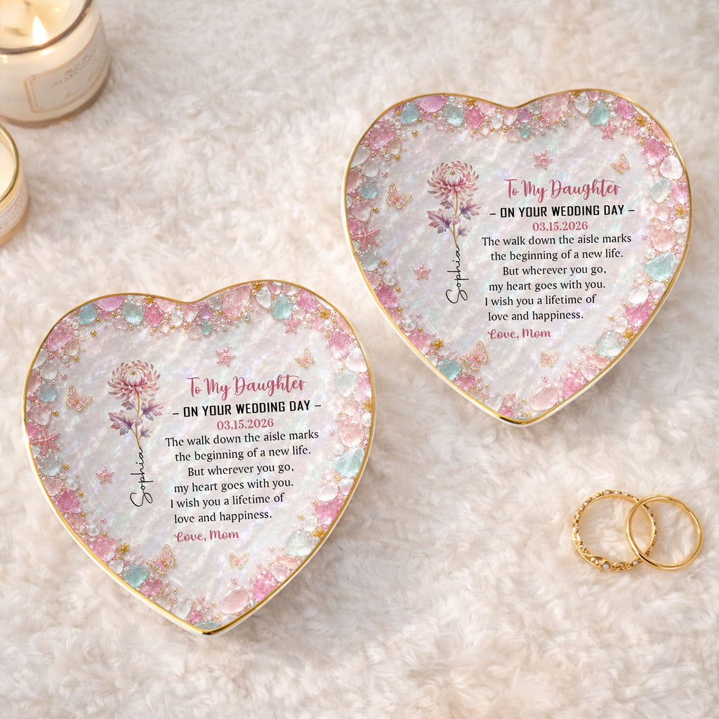 Personalized Heart Jewelry Dish Custom Name Gift for Daughter Wedding Day Heart Jewelry Dish GradoCreations