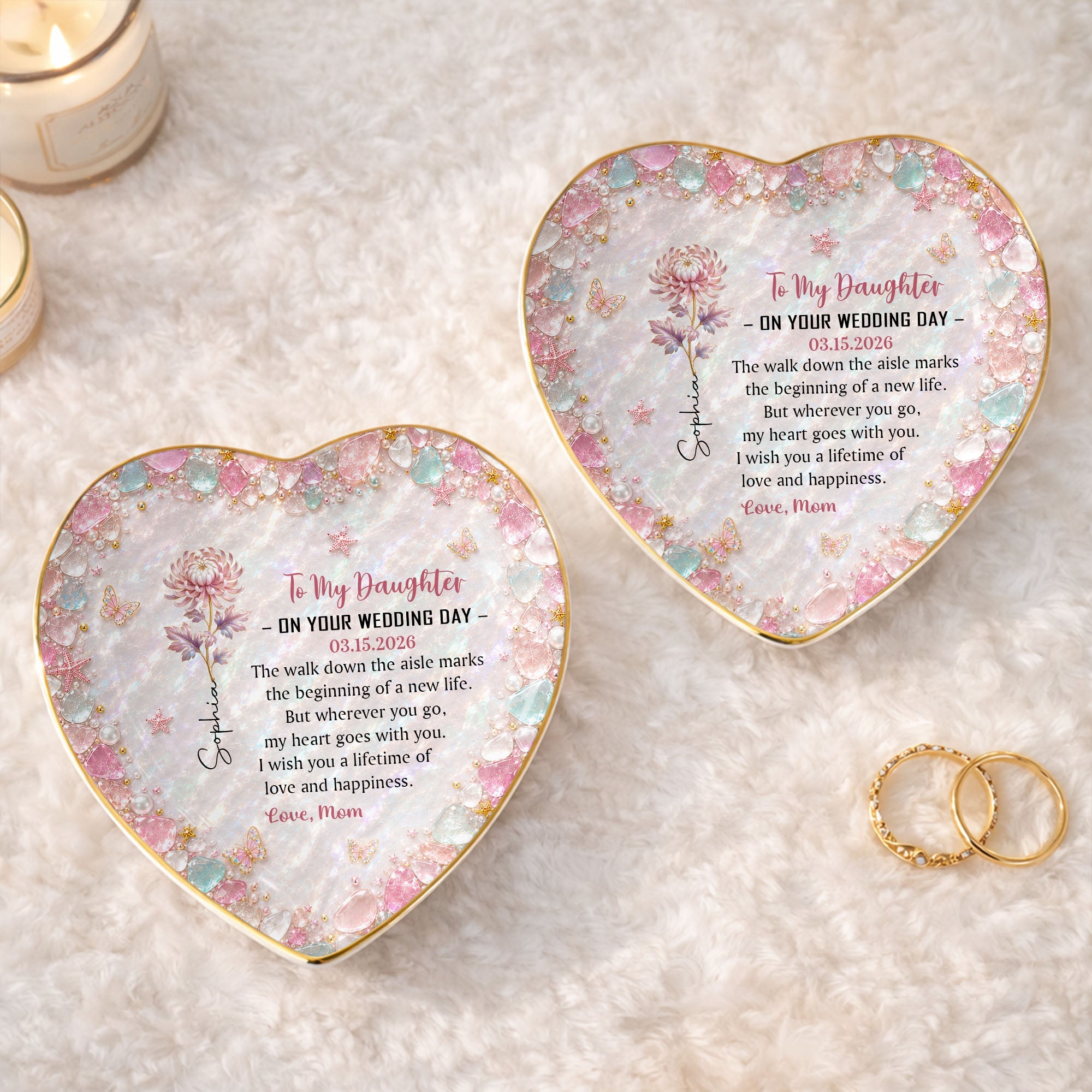 Personalized Heart Jewelry Dish Custom Name Gift for Daughter Wedding Day Heart Jewelry Dish GradoCreations