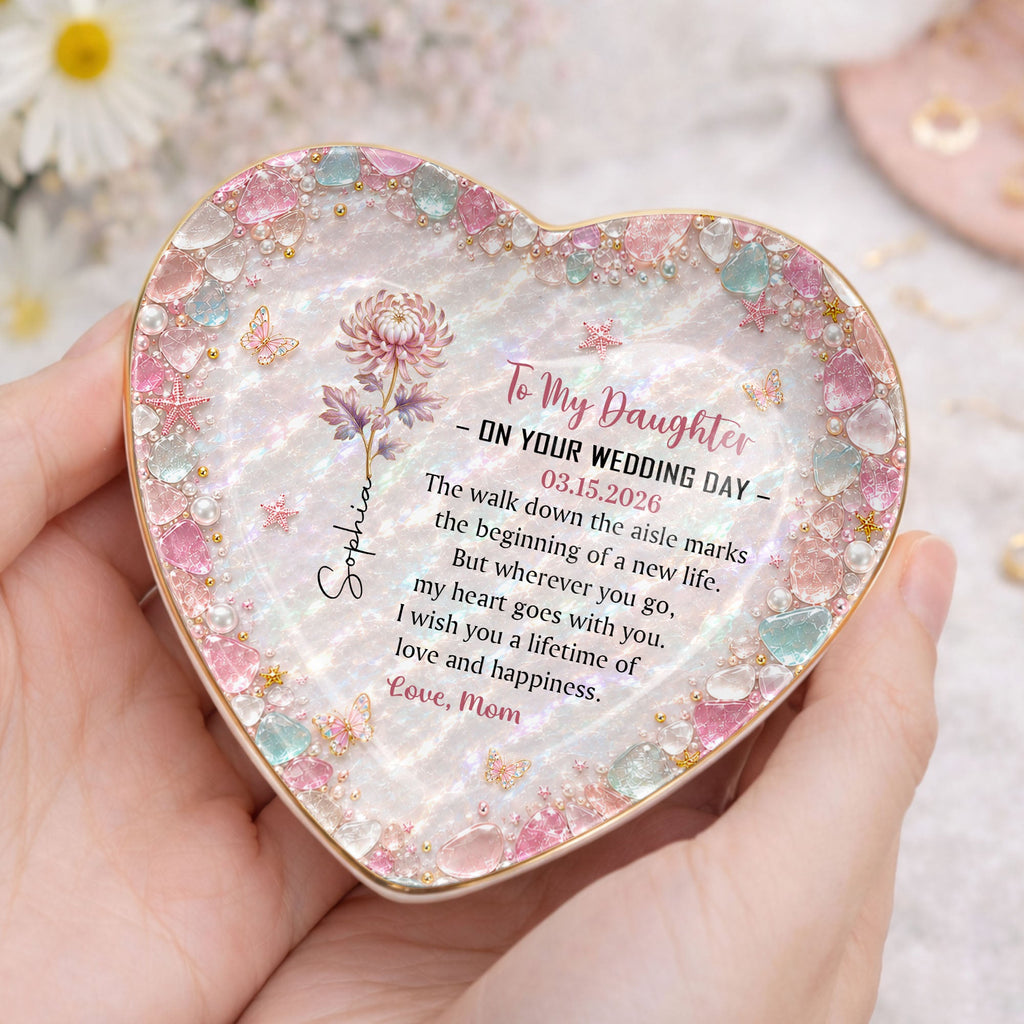 Personalized Heart Jewelry Dish Custom Name Gift for Daughter Wedding Day Heart Jewelry Dish GradoCreations
