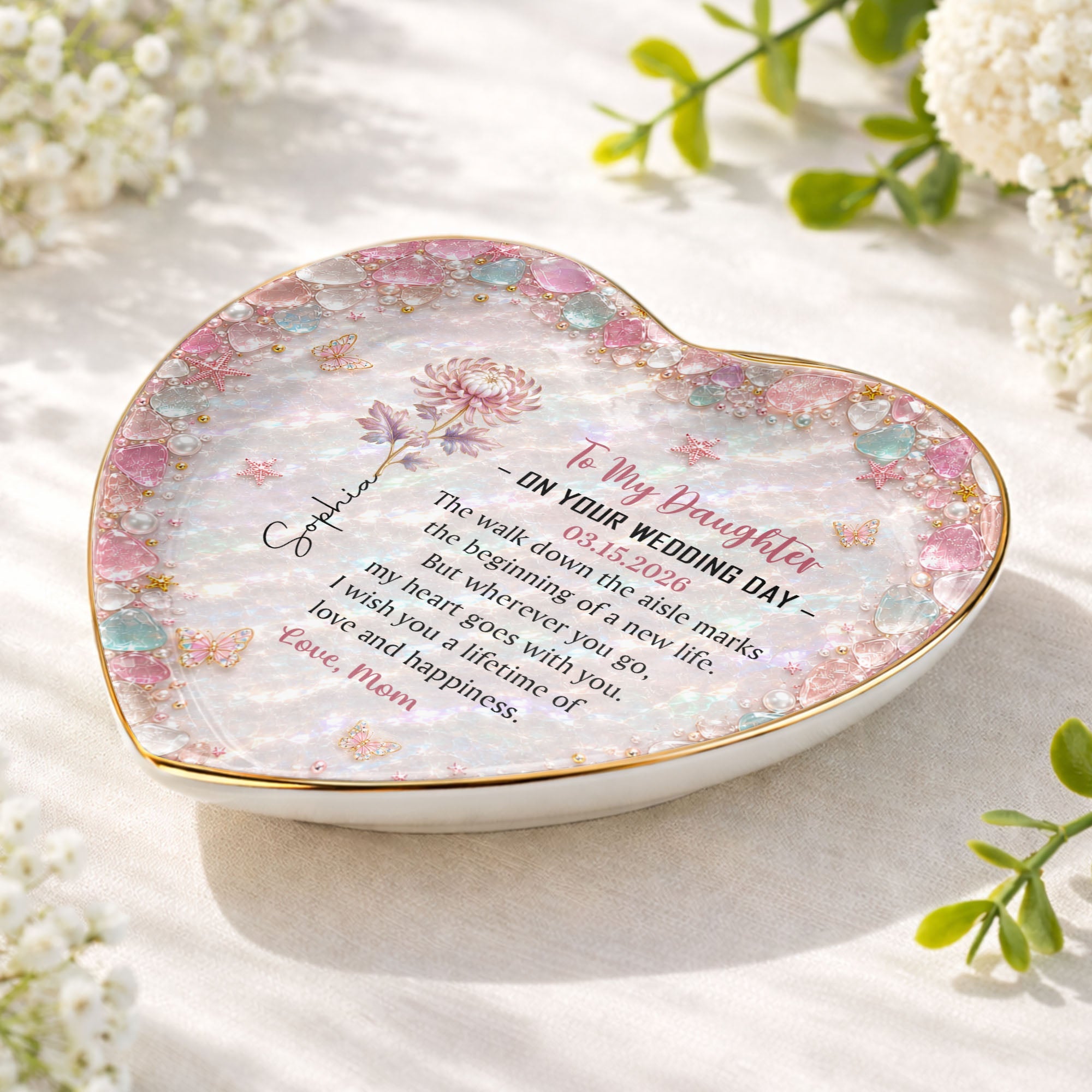 Personalized Heart Jewelry Dish Custom Name Gift for Daughter Wedding Day Heart Jewelry Dish GradoCreations