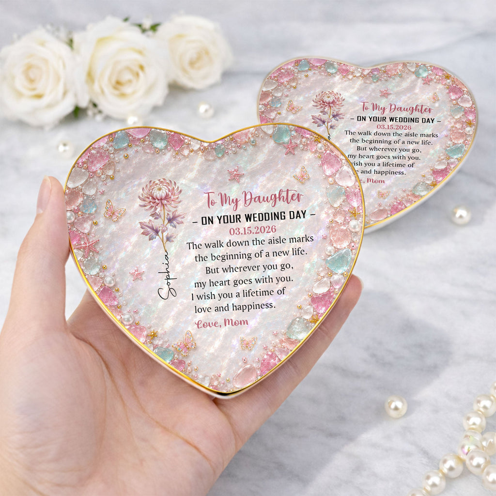 Personalized Heart Jewelry Dish Custom Name Gift for Daughter Wedding Day Heart Jewelry Dish GradoCreations