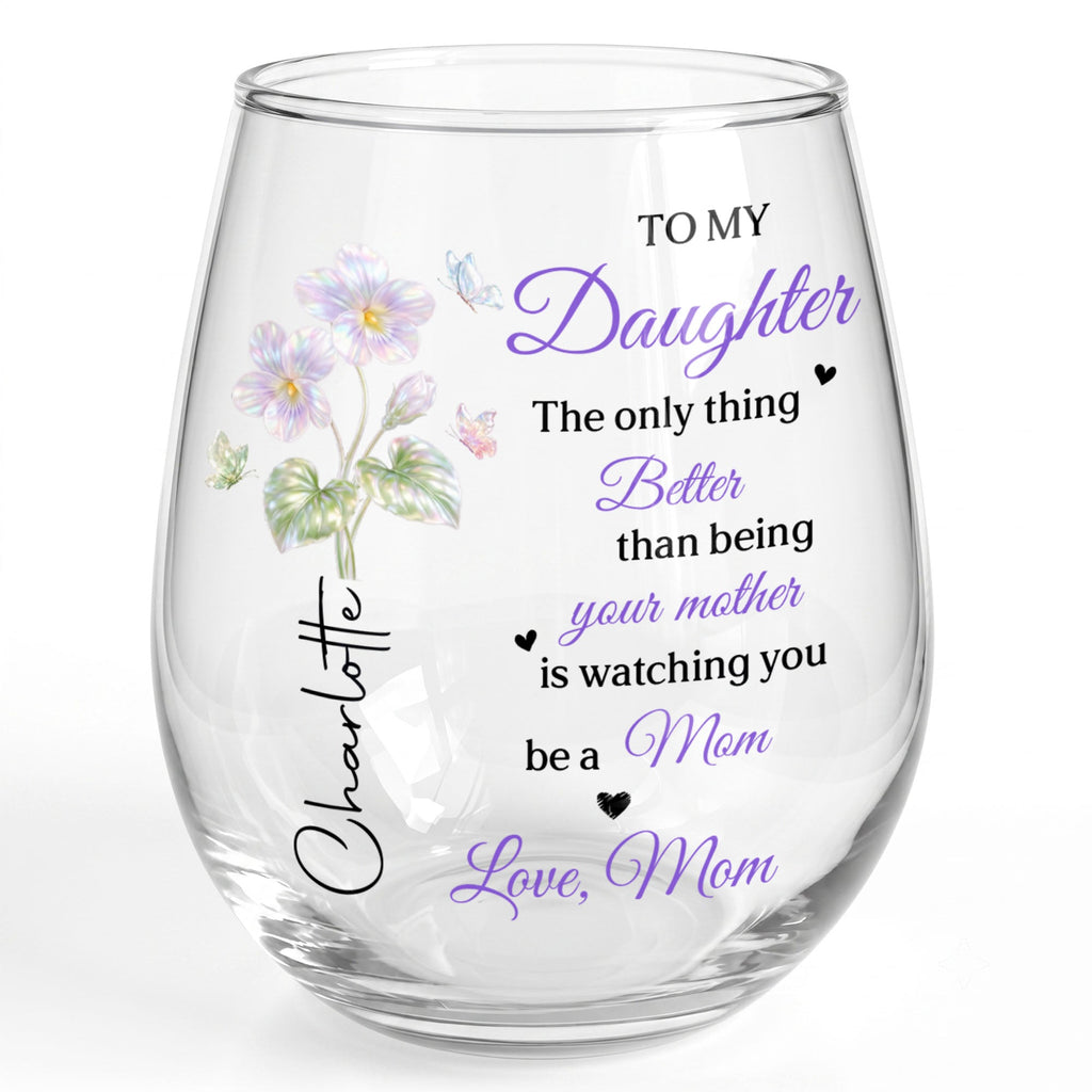 Personalized Stemless Wine Glass Custom Name Gift for Daughter Wine Glasses GradoCreations