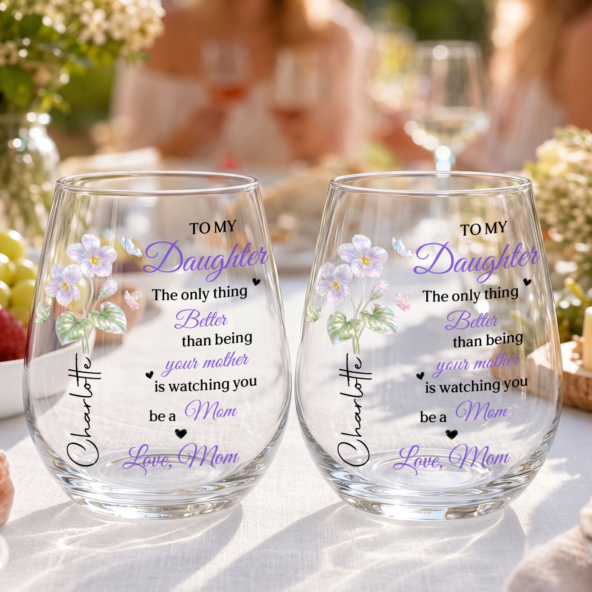Personalized Stemless Wine Glass Custom Name Gift for Daughter Wine Glasses GradoCreations