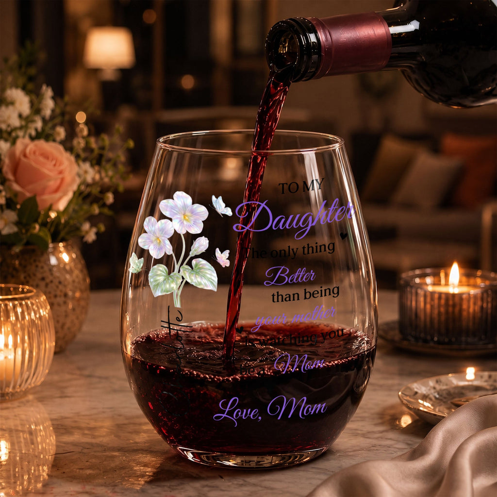 Personalized Stemless Wine Glass Custom Name Gift for Daughter Wine Glasses GradoCreations