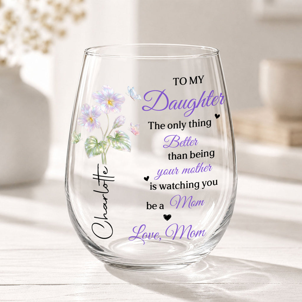 Personalized Stemless Wine Glass Custom Name Gift for Daughter Wine Glasses GradoCreations