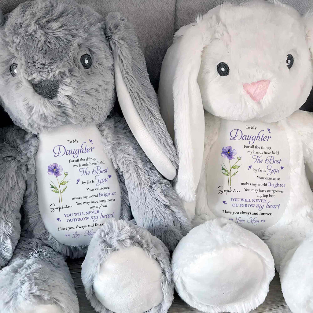 Personalized Stuffed Bunny Custom Name Gift for Daughter Stuffed Bunny GradoCreations