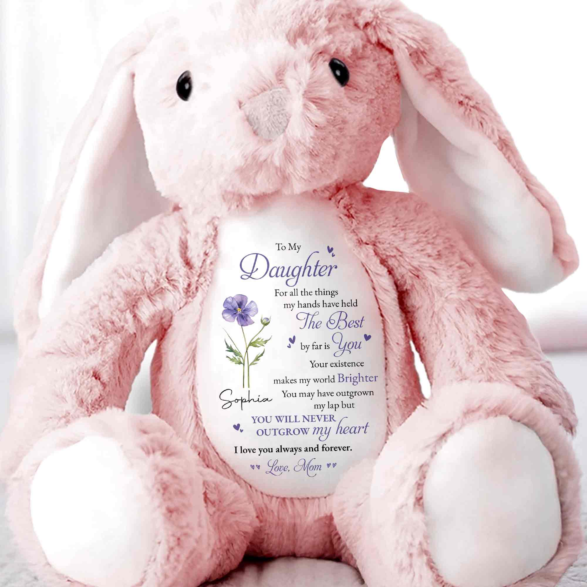 Personalized Stuffed Bunny Custom Name Gift for Daughter Stuffed Bunny GradoCreations