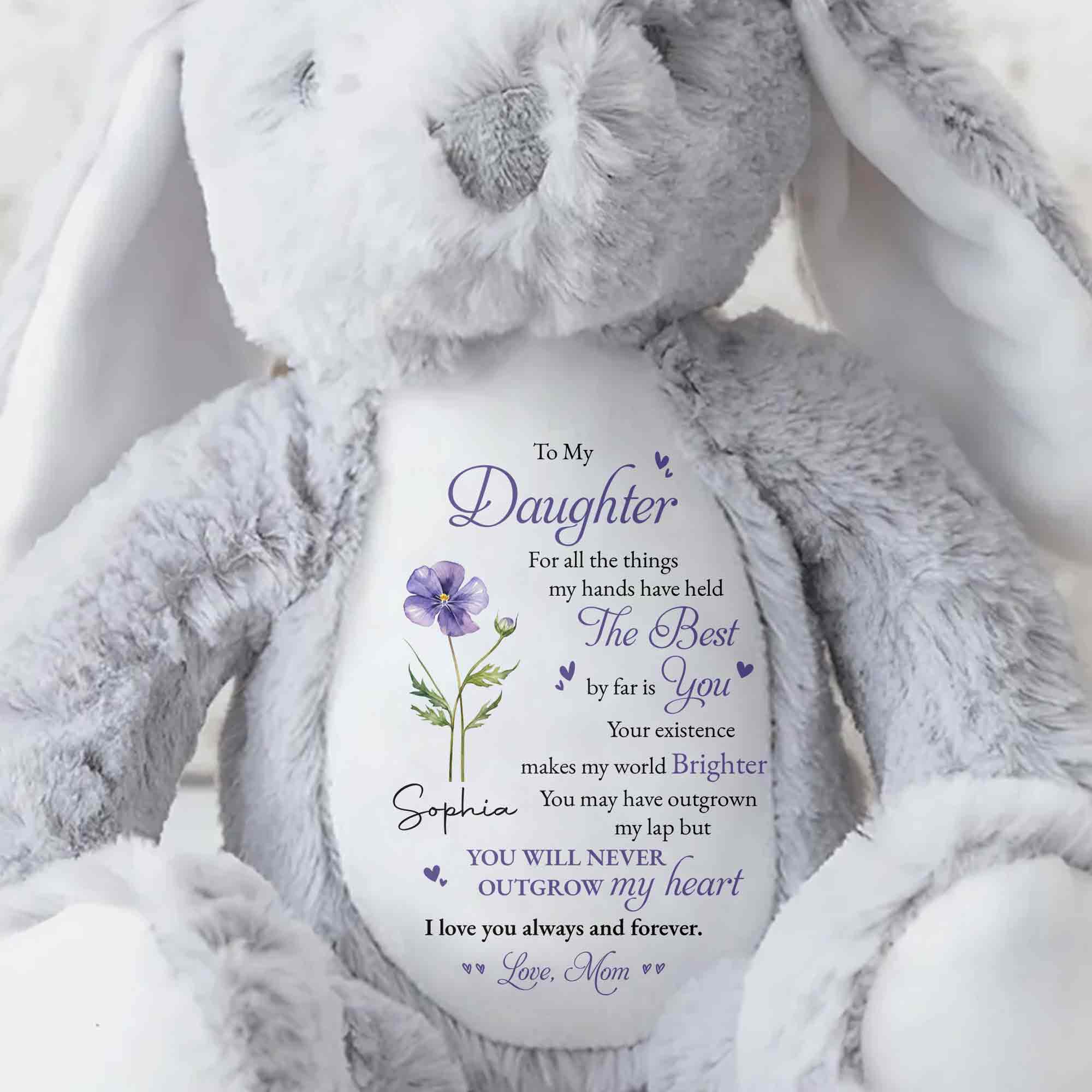 Personalized Stuffed Bunny Custom Name Gift for Daughter Stuffed Bunny GradoCreations