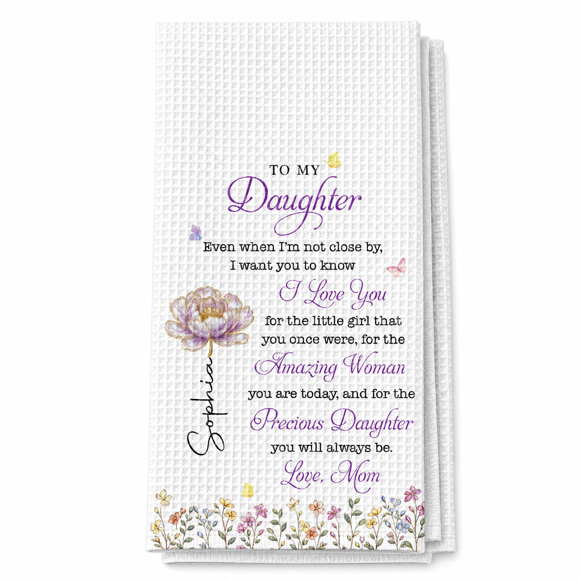 Personalized Kitchen Towel for Daughter with Butterflies Gift Kitchen Towel GradoCreations