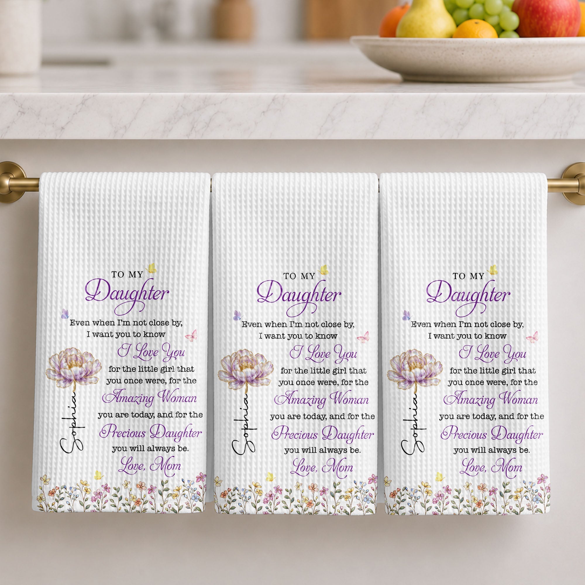 Personalized Kitchen Towel for Daughter with Butterflies Gift Kitchen Towel GradoCreations