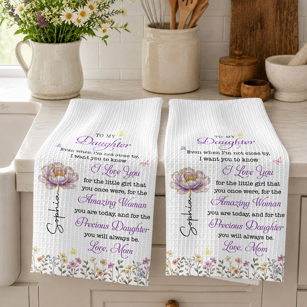 Personalized Kitchen Towel for Daughter with Butterflies Gift Kitchen Towel GradoCreations