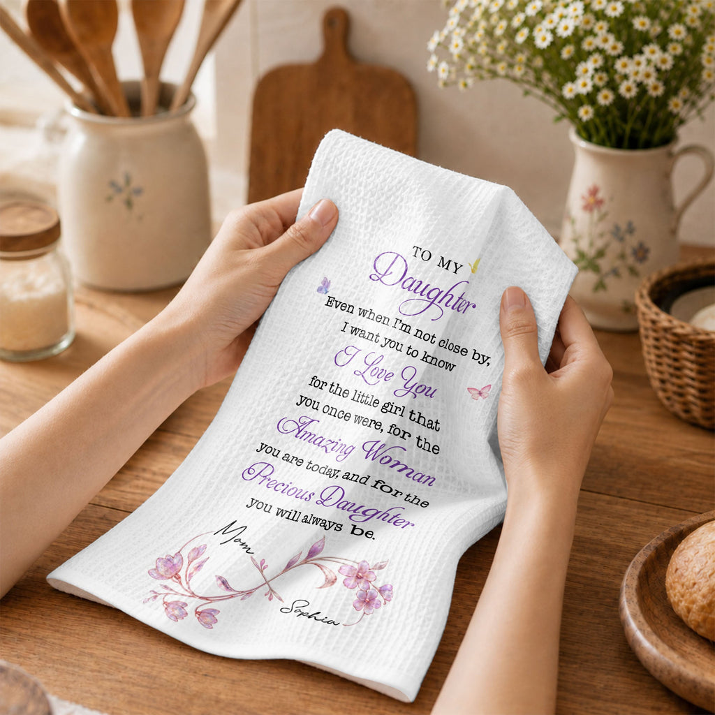 Personalized Kitchen Towel for Daughter Infinity Flowers Gift Kitchen Towel GradoCreations